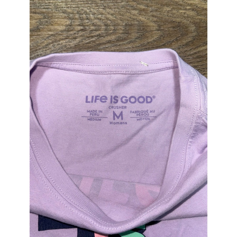 Life is Good Crusher Tee Womens Medium Purple Graphic Short Sleeve Boxy T-Shirt - Picture 3 of 4